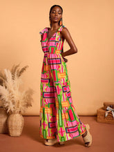 Abeille Creations Women Multi-Color Abstract Art Printed Jumpsuit Sexy Summer Vacation Beach